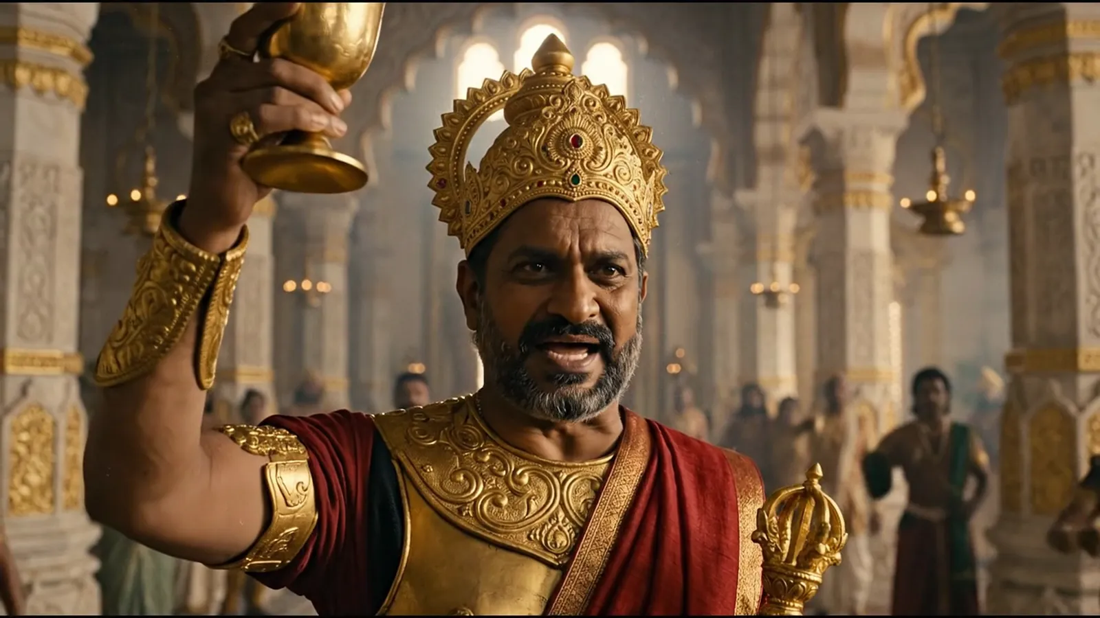 Indra in his court